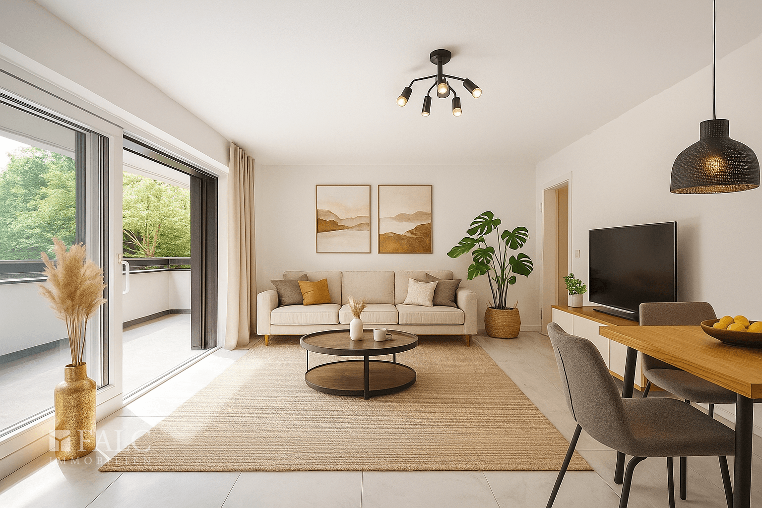 Wohn- und Esszimmer Einrichtungsbeispiel